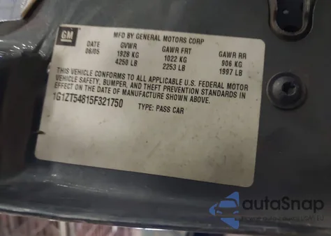 2005 Chevrolet Malibu Ls из США, поврежденный, VIN 1G1ZT54815F321750